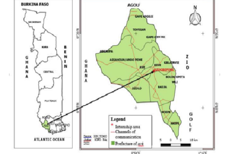 Map of Togo locating the QAFF farm.
