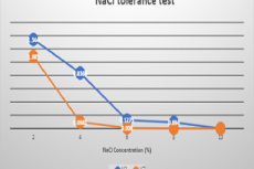 NaCl tolerance test showing growth under different NaCl concentrations